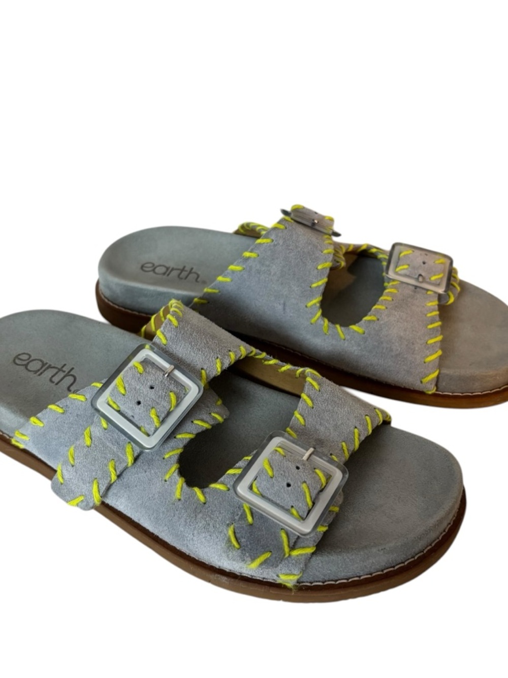 Earth Fausto Stitched Double Band Slip-On Sandals suede women’s size 9M